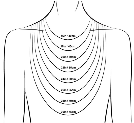 necklace length Use this a guidance to help you choose your perfect chain length for you necklace.