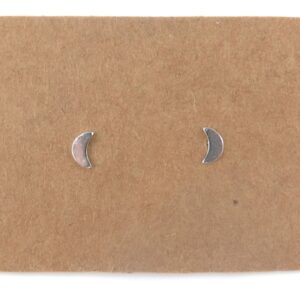 silver crescent moon earring studs