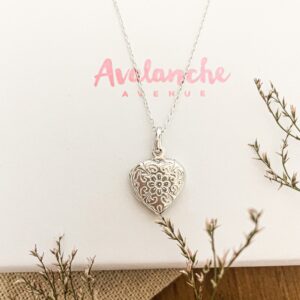 sterling silver heart locket necklace