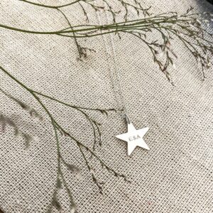silver star initial necklace