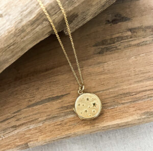 Gold locket photo necklace